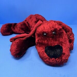 Vintage Kmart Red Hound Dog Plush 17 Inch Floppy Puppy Black Heart Nose Toy Soft